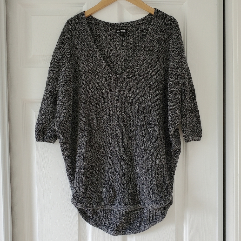 Express 3/4 sleeve marled gray sweater